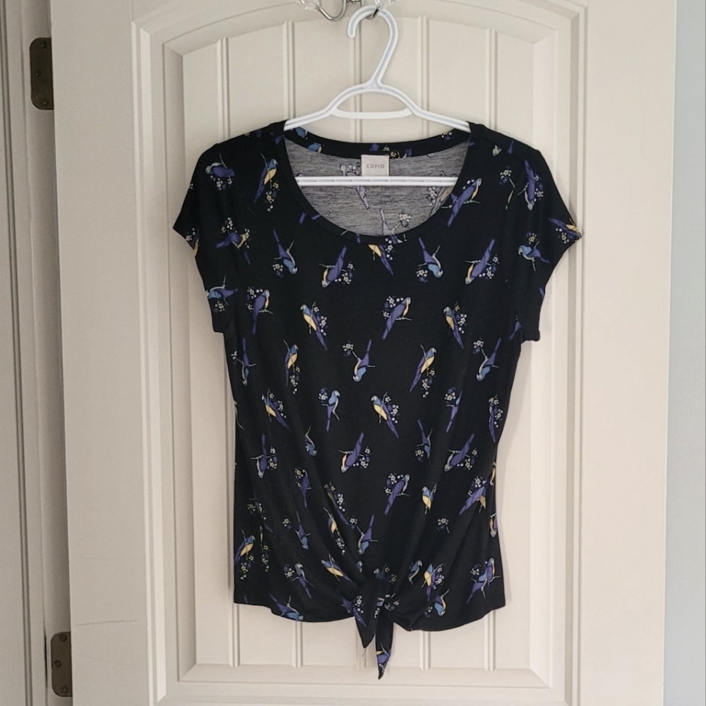 Black T-Shirt with birds